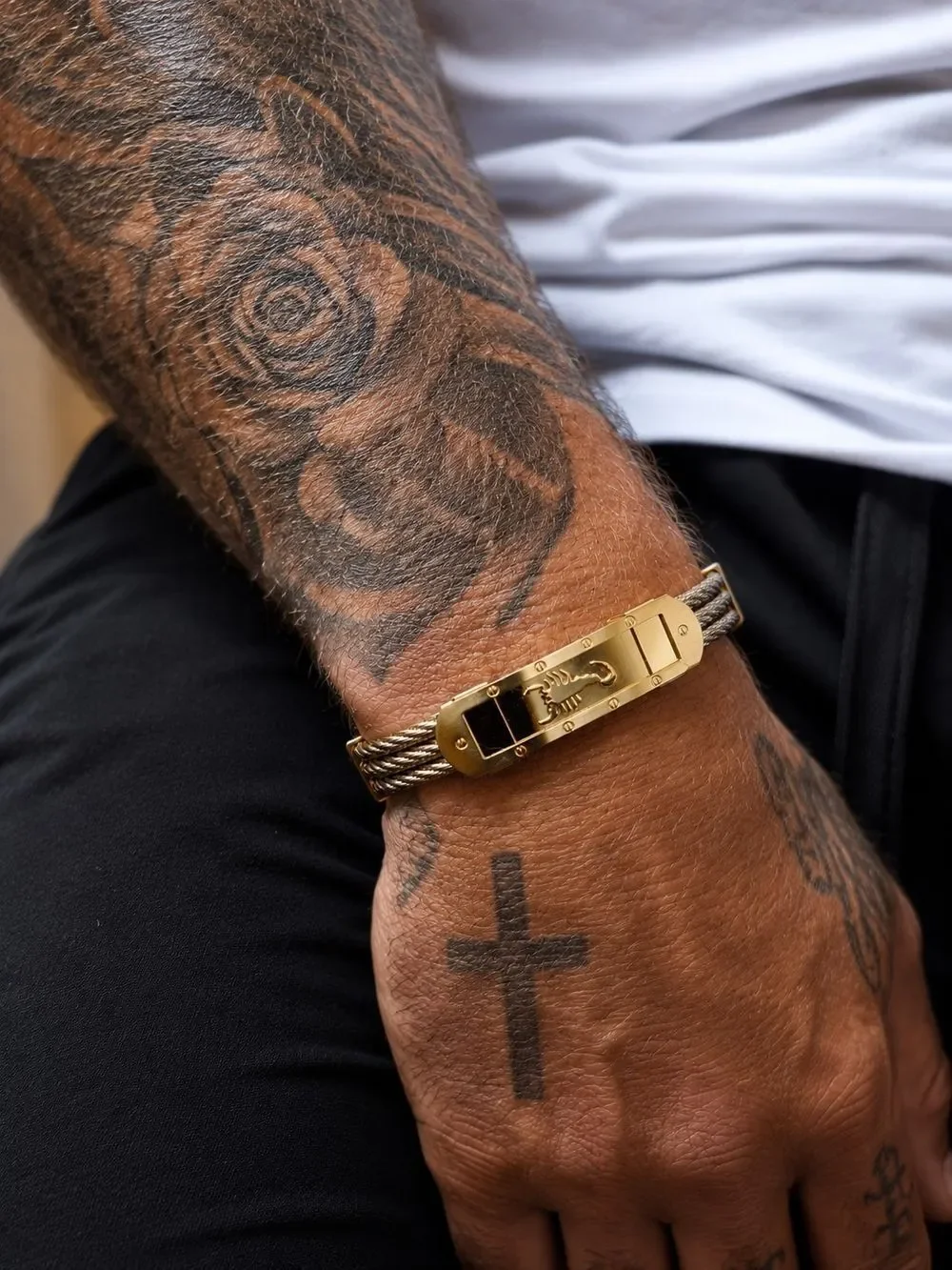 Gold Scorpion Cable Bracelet for Men